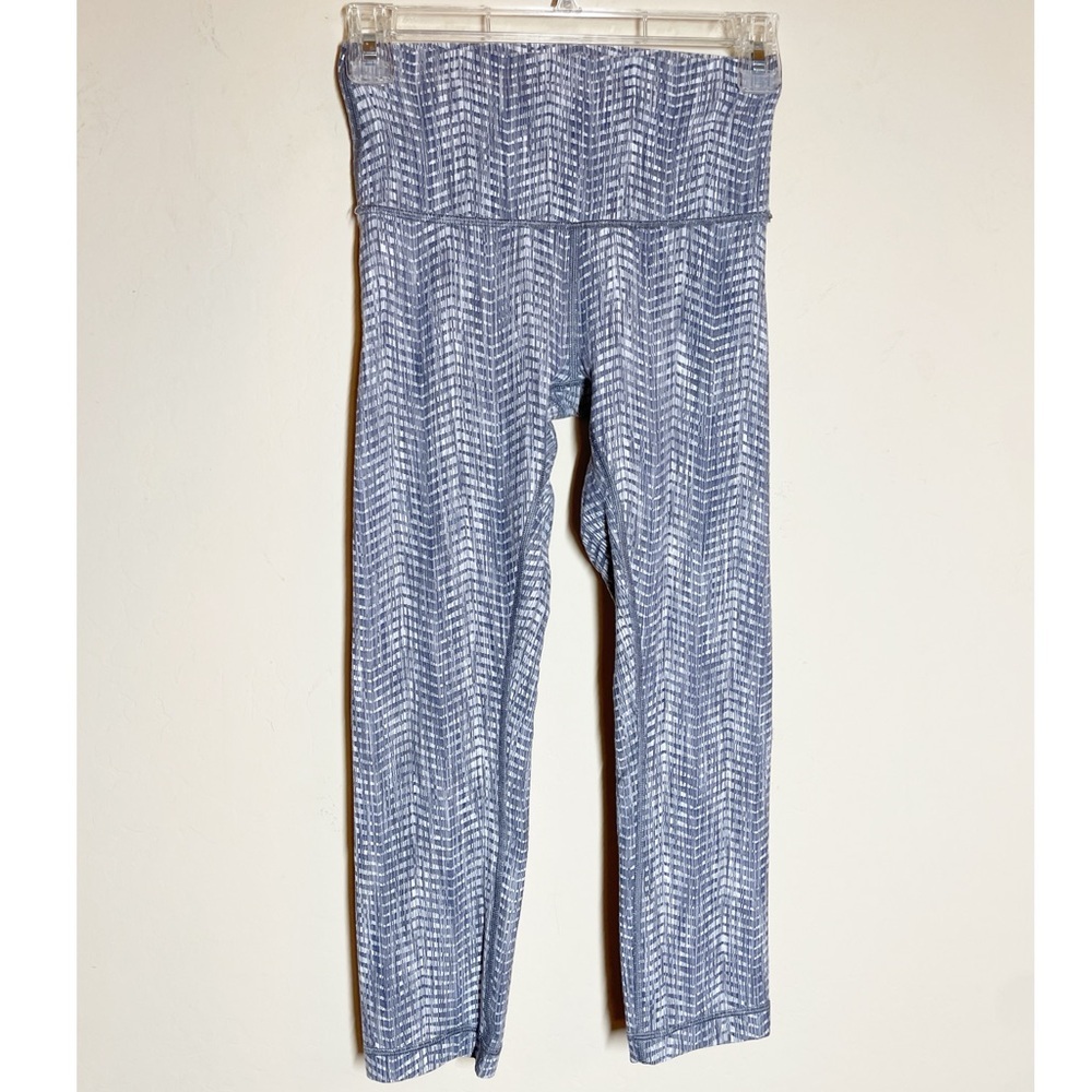 Lululemon Leggings Yoga Pants Athletic Gray Print High Rise Size 4